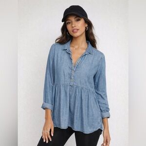 American Eagle Outfitters Blue Denim Blouse